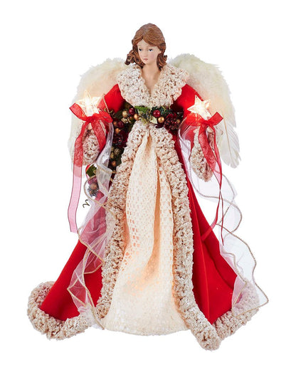 Kurt Adler UL2218 UL 10-Light 16" Red & Ivory Angel Treetop