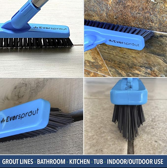 EVERSPROUT Grout Cleaning Brush Scrubber, Stiff V-Shaped Scrub Bristles Built