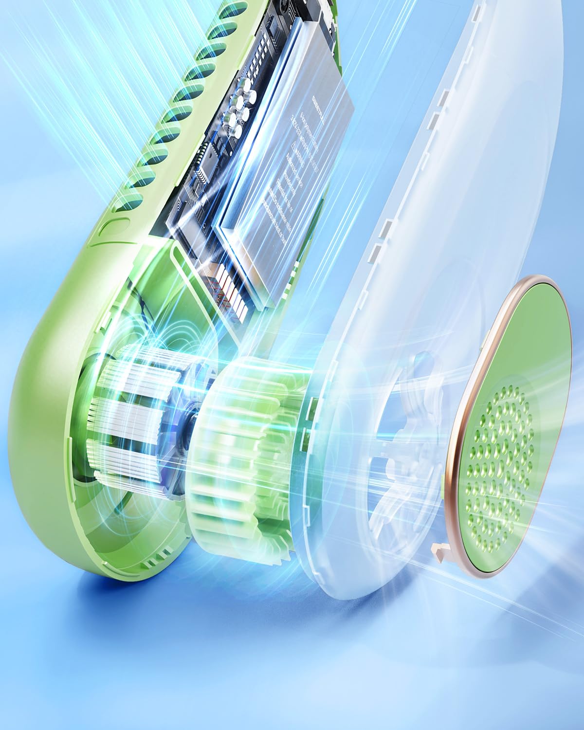 SWEETFULL Portable Neck Fan 360° Cooling Bladeless Personal Fan | No Hair Twisting - 4000mAh USB Rechargeable Wearable Fan for Travel, Birthday Gifts for Men, Women, Mom, and Dad