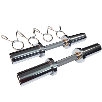 qibylift Olympic Dumbbell Handles Set of 2, Loadable Dumbbell Bars for 2 Inch Weight Plates, 16 Inch Chrome Barbell with 28mm Grip, 200 lb Capacity, Home Gym Strength Training (Chrome)