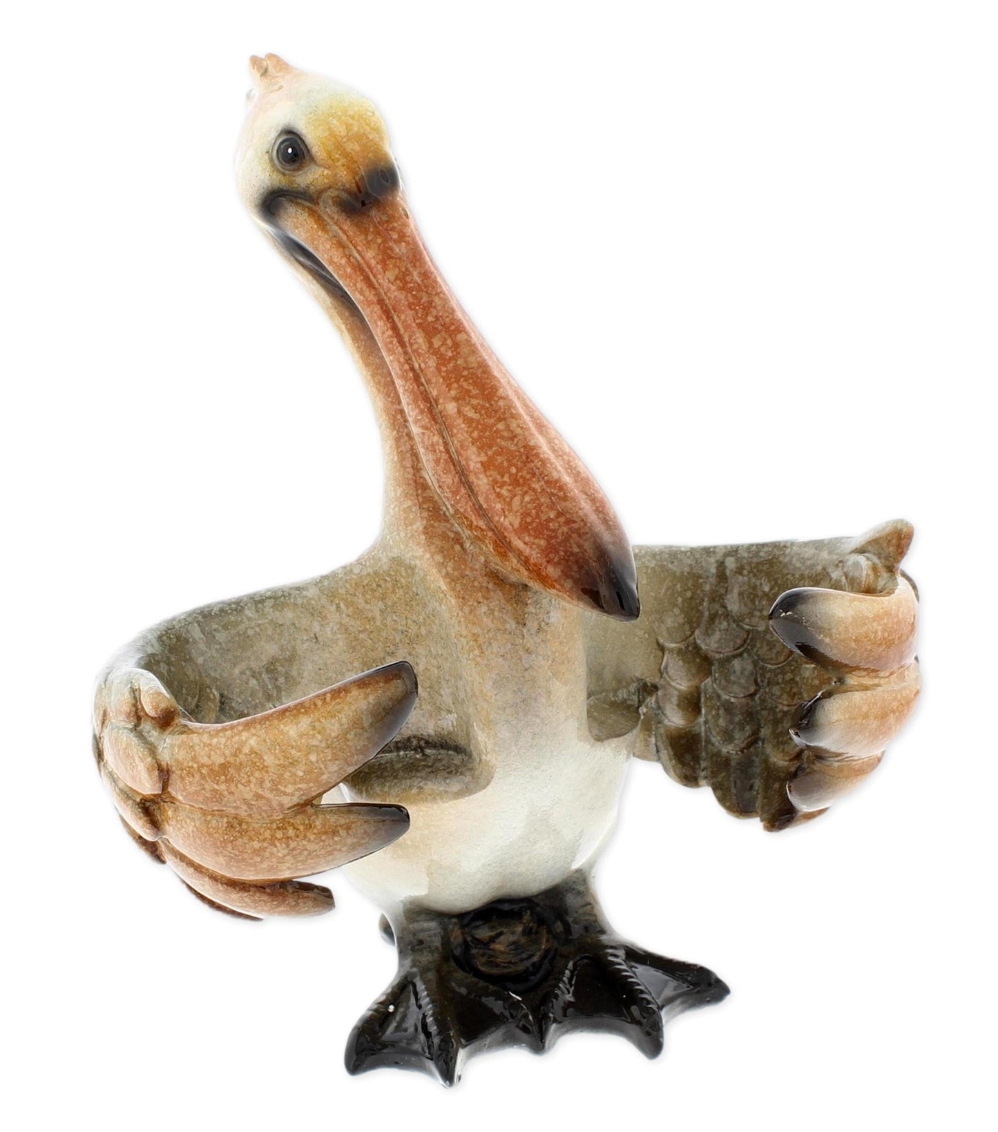 The Bridge Collection Pelican Salt And Pepper Shaker Holder With Glass Shakers - Coastal Bird Kitchen Decor - Nautical Dining Accent For Beach House Or Ocean Theme Table