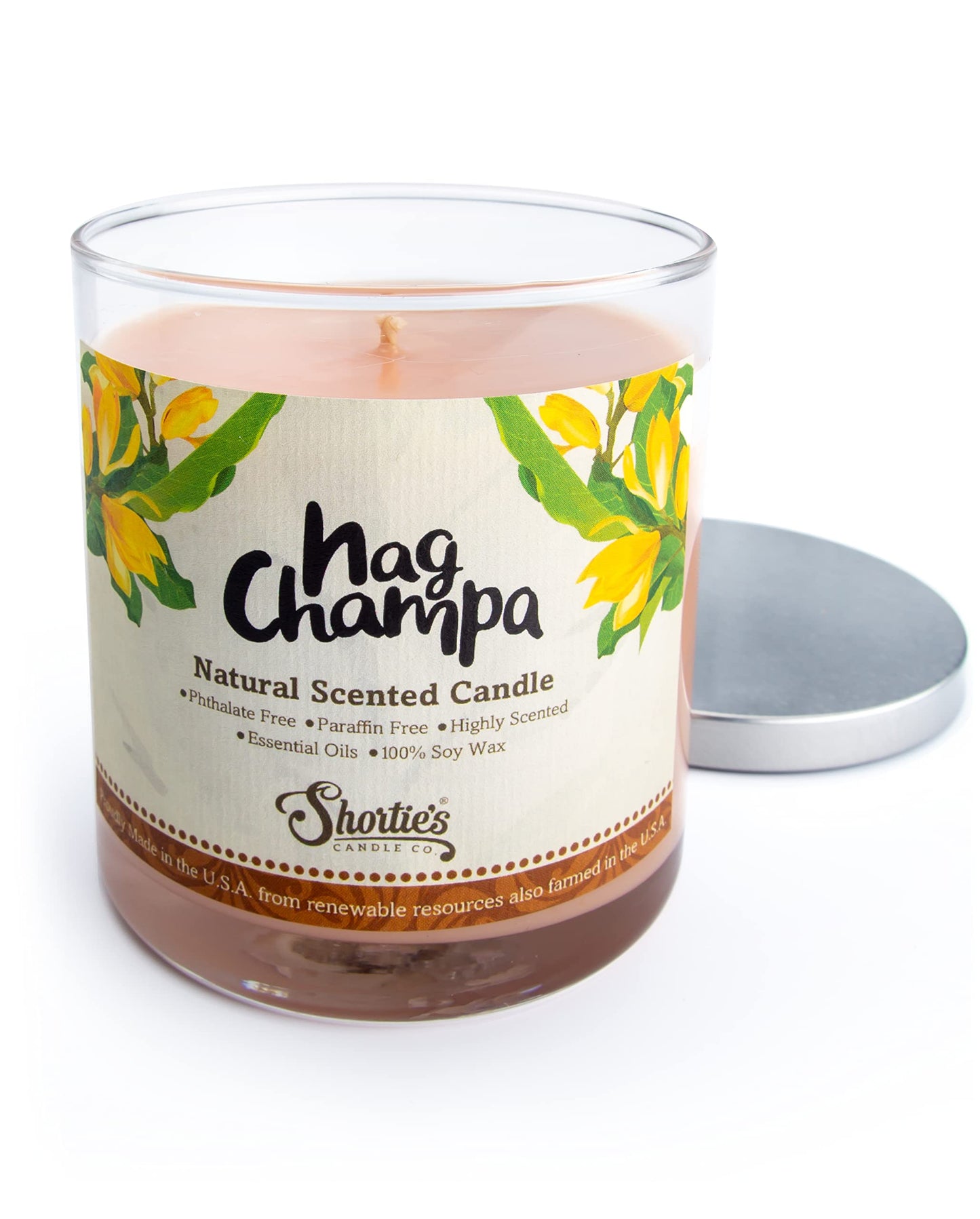 Nag Champa Scented Natural Soy Candle, Essential Fragrance Oils, 100% Soy, Phthalate & Paraben Free, Clean Burning, 9 Oz.
