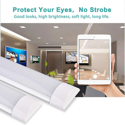 Bellanny 40W LED Batten Lights, 4ft LED Tube Light, 6500k Daylight White Ceiling Surface Mounted Light, 4800LM 180 °Beam Angle Ceiling Light for Office, Bathroom, Kitchen (2 Packs)