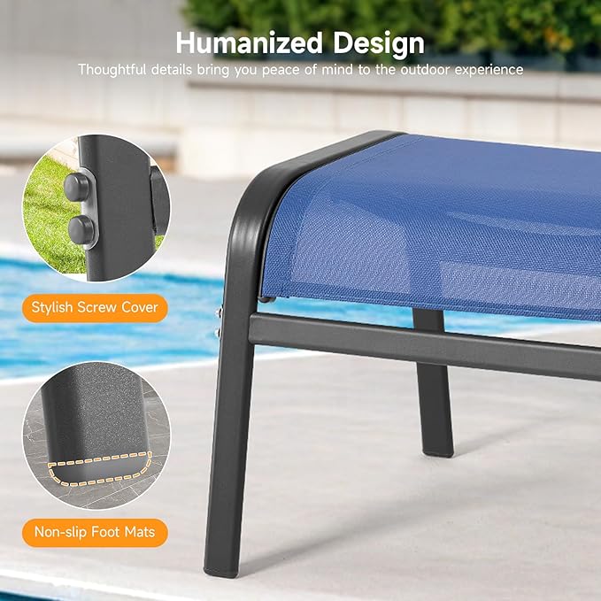 ONBRILL Outdoor Ottoman Set of 2, All Weather Outdoor Foot Stool