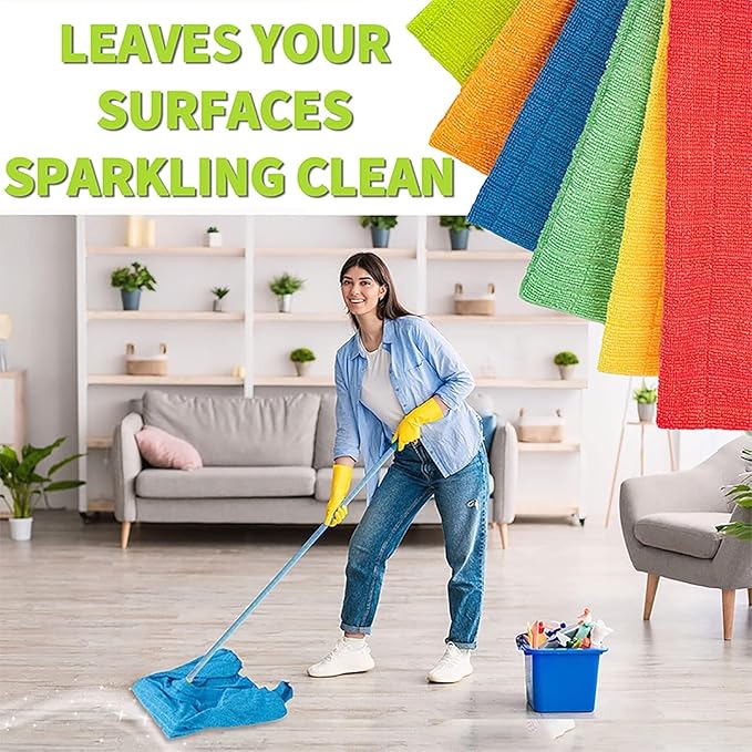 HELOMOR 12 Extra Large Microfiber Cleaning Cloths, Reusable Multi-Purpose