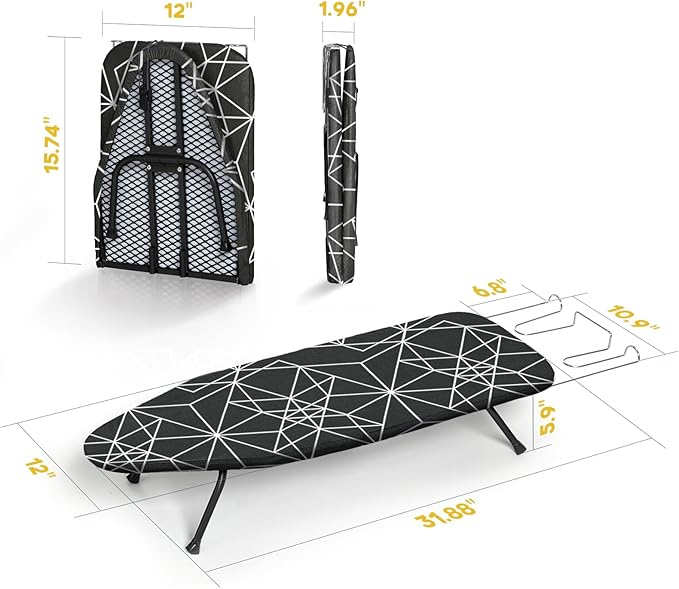 Mini Ironing Board Tabletop Foldable, RAINHOL Space-Saving Iron Board, Compact