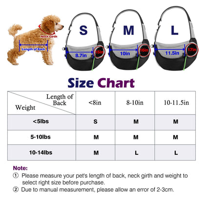 Pawaboo Pet Dog Sling Carrier, Hand Free Drawstring Dog Papoose with Adjustable Strap, Breathable Mesh Bag for Puppy Cat, Crossbody Satchel Dog Purse with Pocket for Outdoor Travel, Black, Small