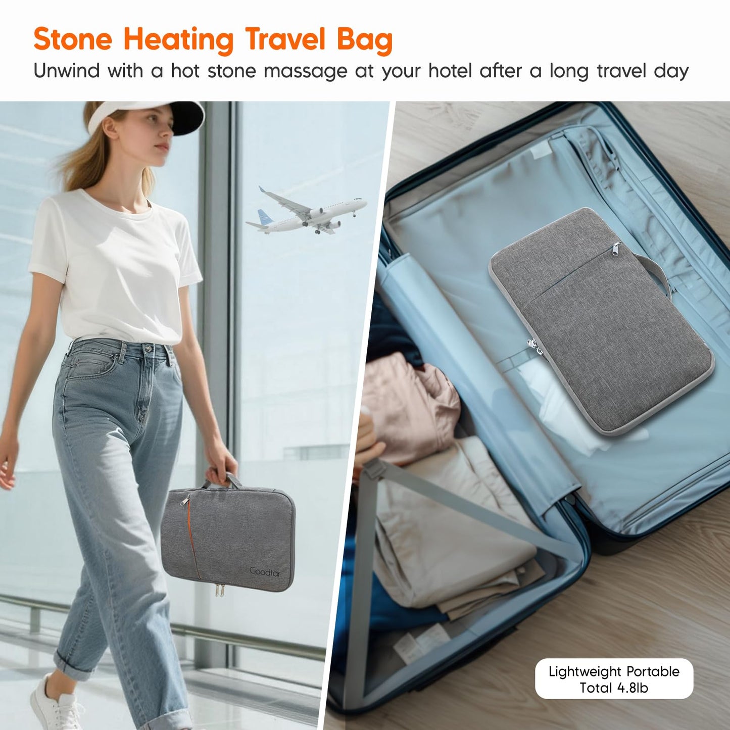 Goodtar Portable Hot Stone Massage Warmer - Digital Controller Rocks Heating Bag, Electric Massager and Heater for Home Spa Relax Muscles 110V (NO Stone) (Small Size)