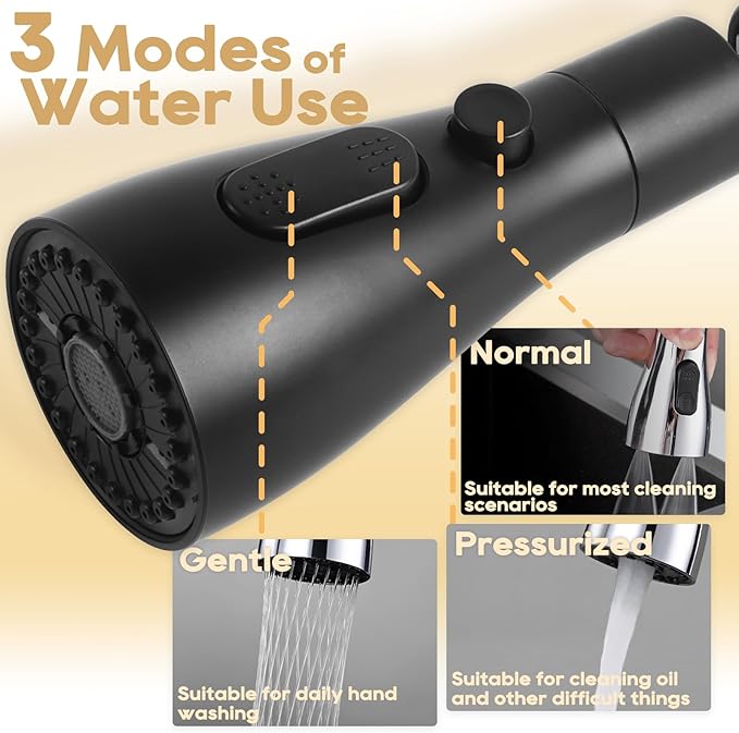 3 Function Sink Faucet Extender, Kitchen Faucet Sprayer Head Replacement