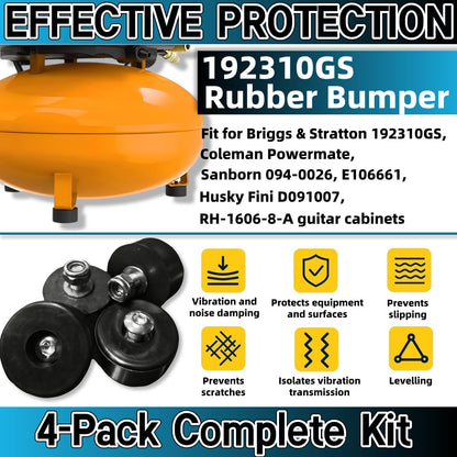 192310GS Anti Vibration Rubber Feet Pads (0.75"x1.5") 4PCS Rubber Dampers for Air Compressors,Generators,Pressure Washers|Compatible with Coleman Powermate 094-0026,Sanborn E106661,Husky Fini D091007