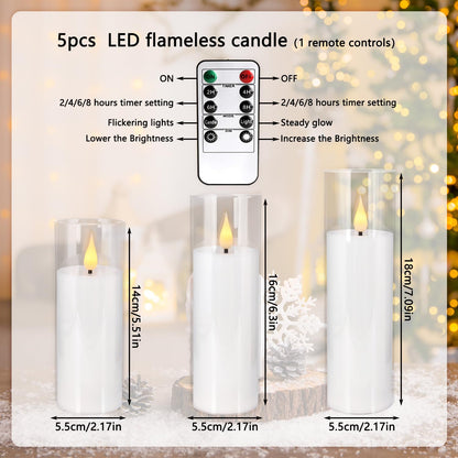 YOROXRG Flameless Candles,Battery Operated LED Candles Ideal for Halloween, Christmas,Home Decor,Home Party Wedding Indoor Outdoor,White 2.2X5“6”6“7”7“H