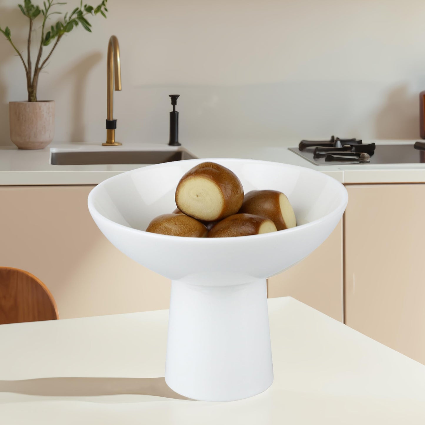 EIKS Ceramic Dessert Bowls for Serving & Displaying Ice Cream Fruit Pudding Trifle Nuts Small Snacks (High Foot)
