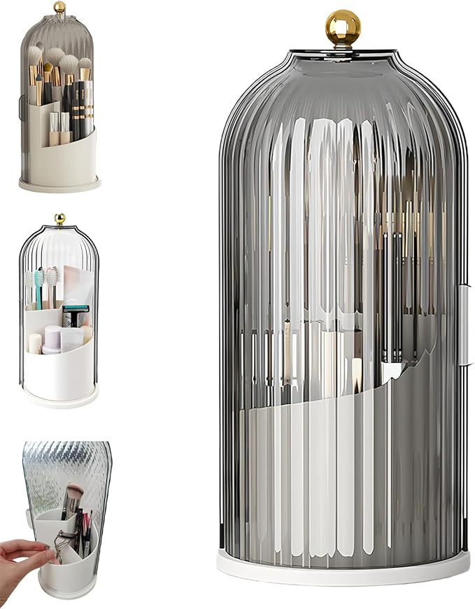 Concealed Toothbrush Holder, Rotating Bathroom Organizer Countertop, Toothbrush