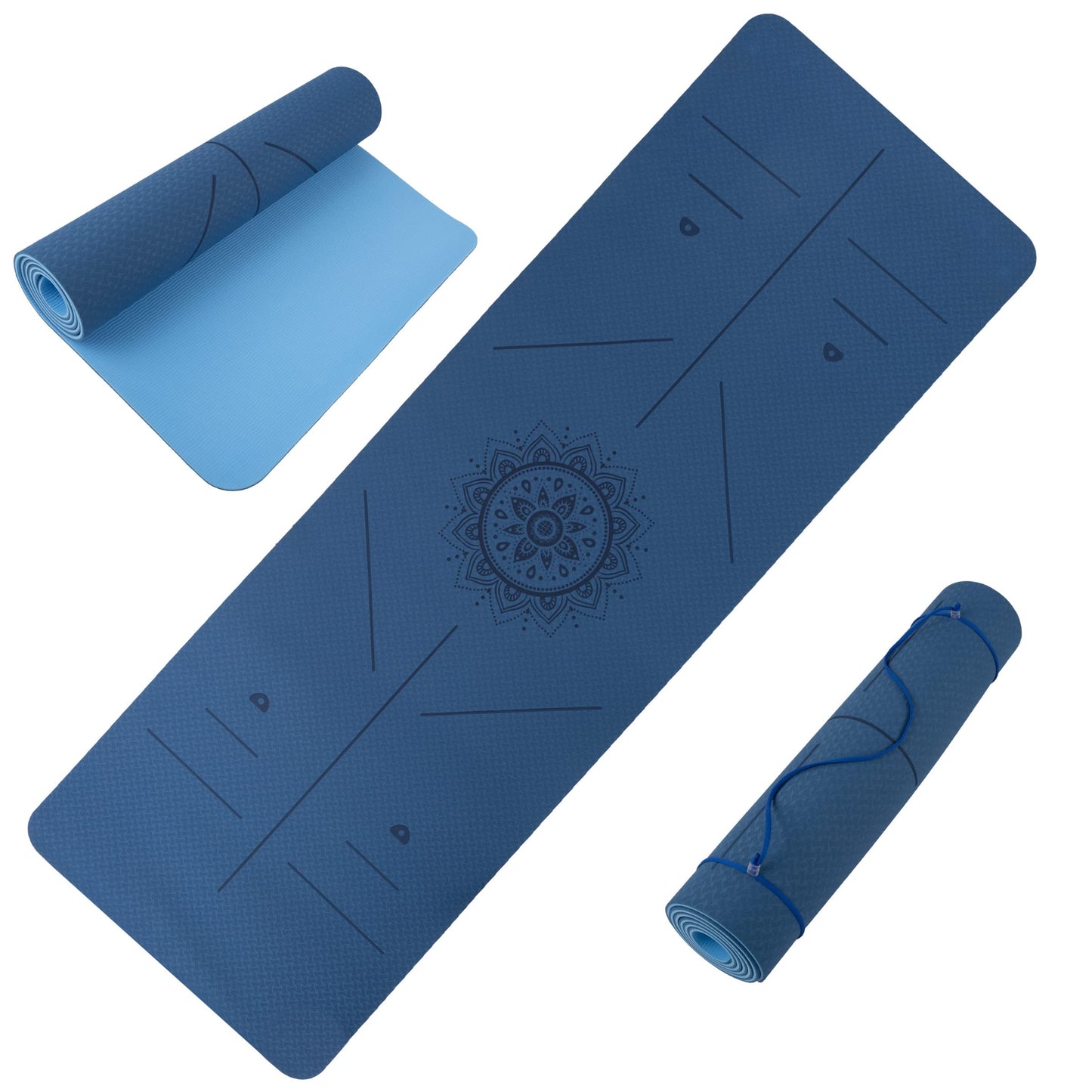Non-Slip Yoga Mat with Alignment Marks – Lightweight Exercise Mat with Carry Strap for Home Workout or Travel by Wakeman Outdoors
