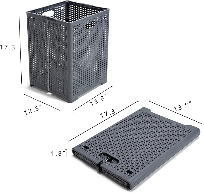 42L Collapsible Plastic Laundry Baskets, Foldable Laundry Hamper