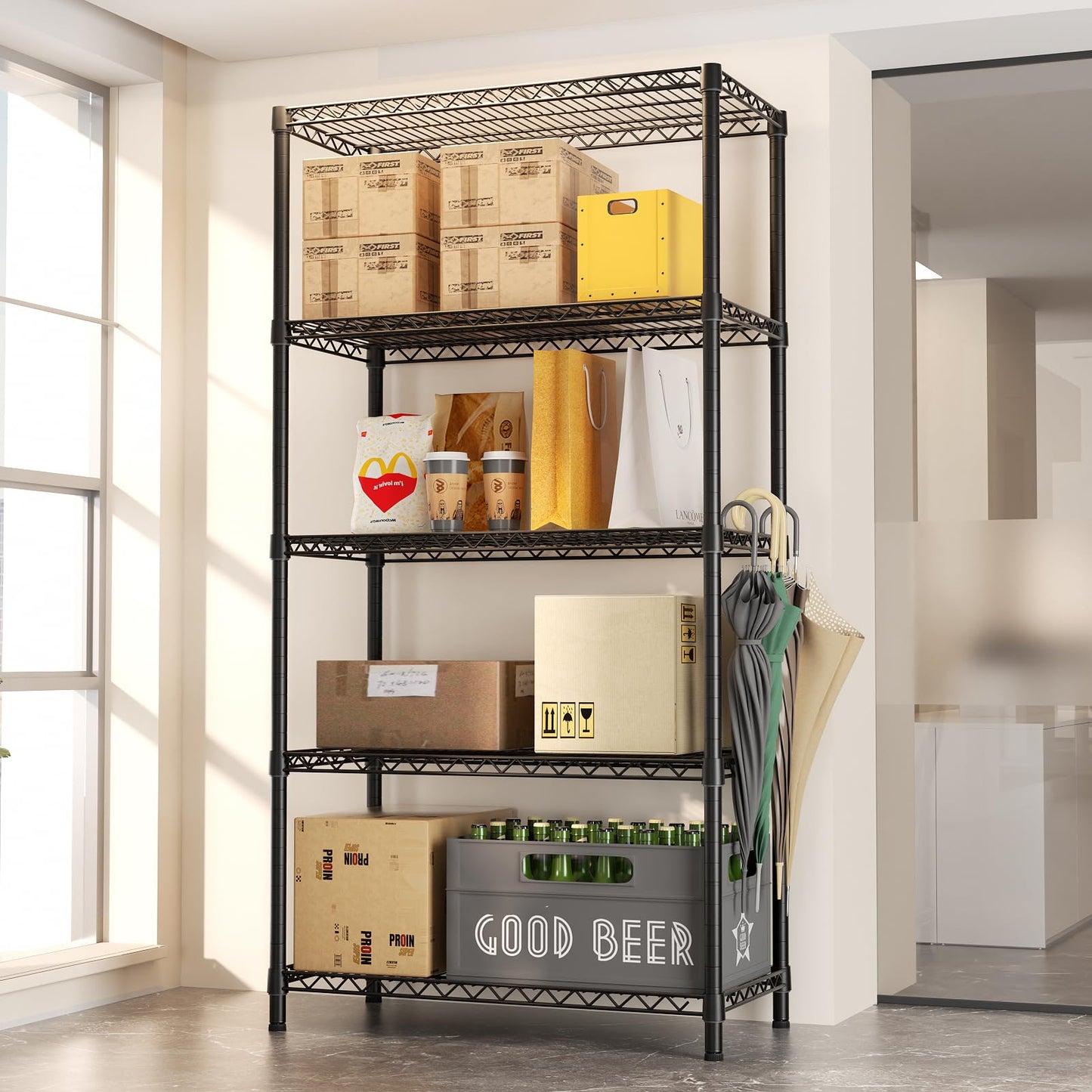 SINGAYE Shelf Closet Wire Shelving：Adjustable Metal Unit for Laundry Room Organization Bathroom Kitchen Home Garage Storage Pantry Rack Shelves