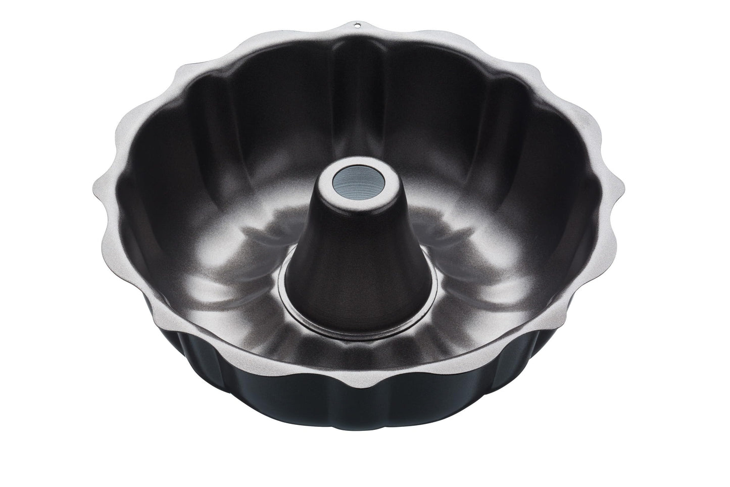 MasterClass FBA_KCMCHB18 27 cm Fluted Ring Cake Tin with PFOA Non Stick Coating, Robust 1 mm Thick Carbon Steel, 10.5 Inch Savarin Mould, Grey