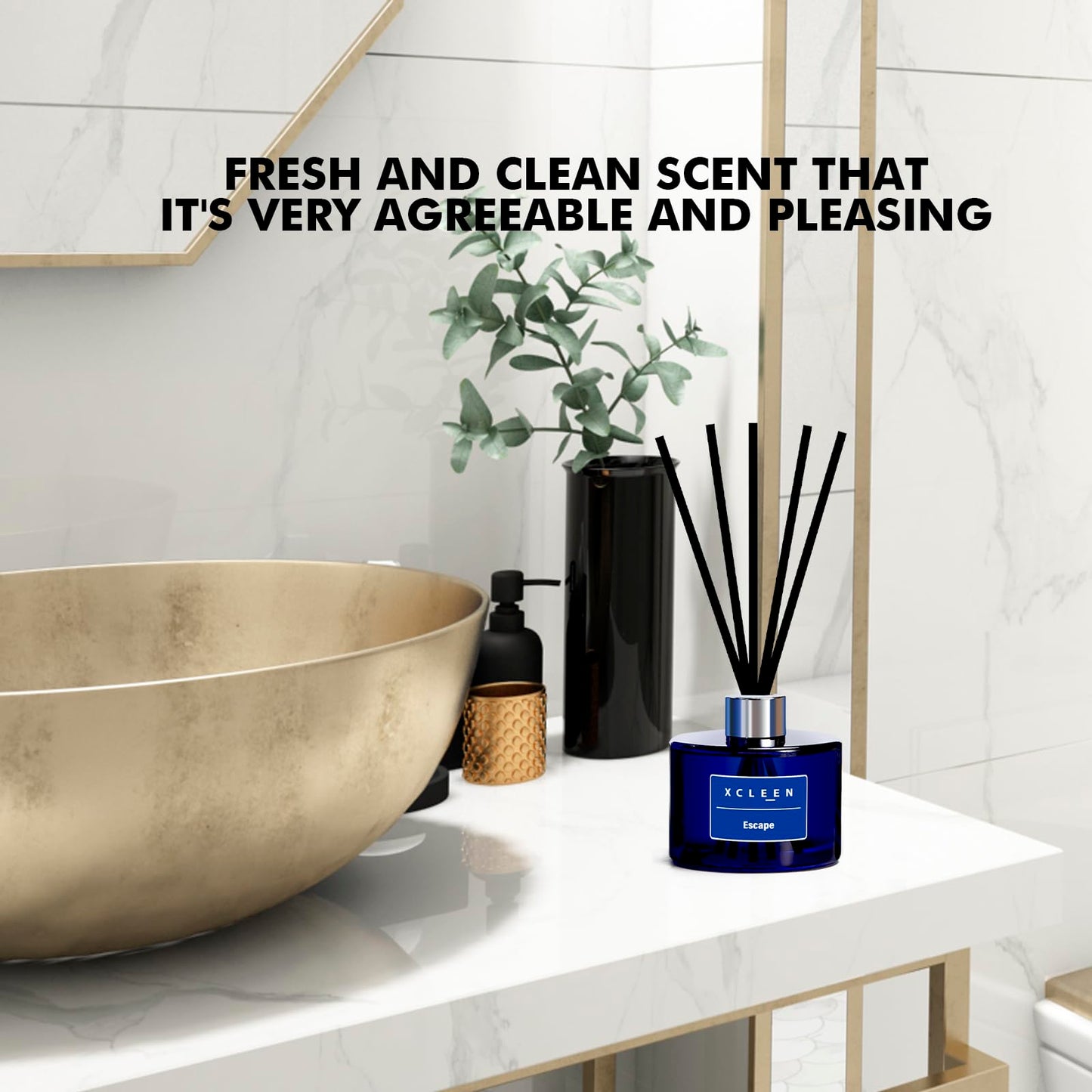 Reed Diffusers Set, 3.7 Oz Scent Diffuser, 6 Reed Diffuser Sticks, Home Fragrance Hyacinth, Peony & Citrus, Aromatherapy Oil Diffuser Reeds, More Masculine Scent, Bathroom & Office Decor 110ml