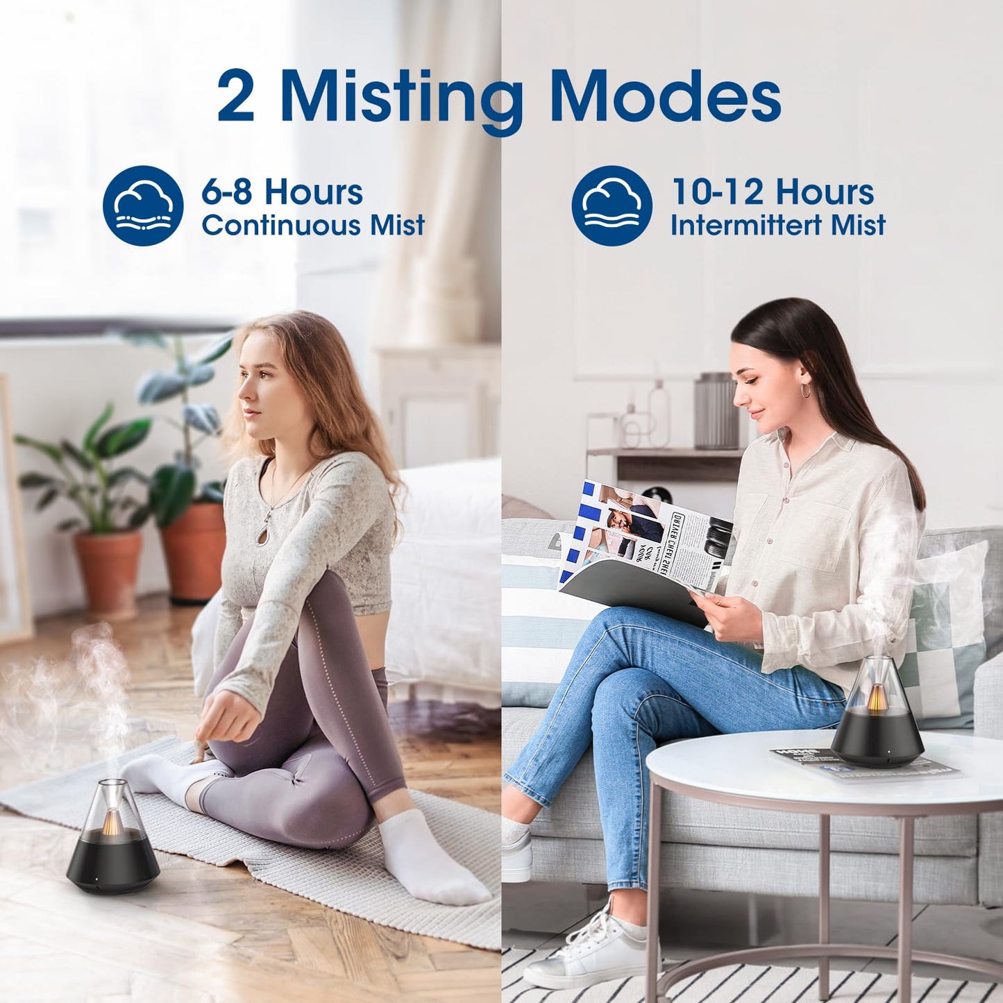 Essential Oil Diffuser, Modern Style Aromatherapy Aroma Diffusers with Candle Light, Fragrance Ultrasonic Cool Mist Humidifier, Remote Control, Auto Shut-Off, for Home Living Room Office