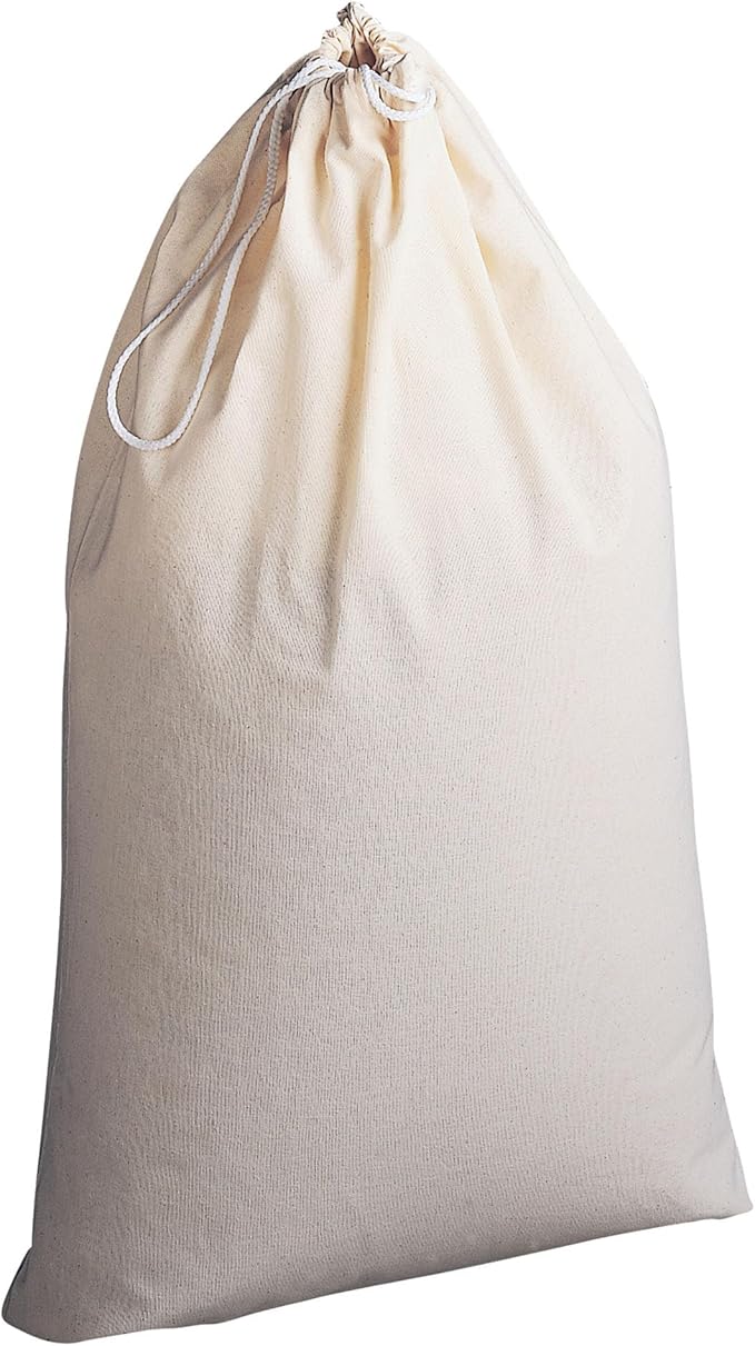Household Essentials Cotton Laundry Bag, 100% Cotton, Drawstring Top