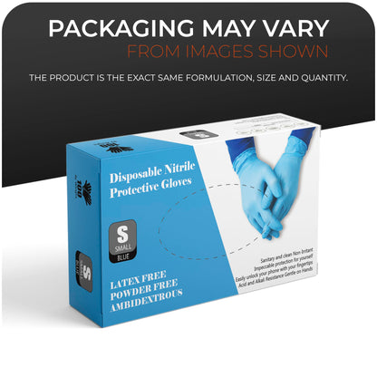 The Real Touch Blue Professional Nitrile Powder Free Multi-Purpose Gloves, Disposable, Extra Strong - Box of 100 (Blue, Small)