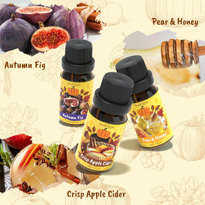 Soulorigin Harvest Fragrance Oils Set, Essential Oil for Diffuser, Fall Diffuser Oil, Use for Soap Candle Making-Crisp Apple cider, Pear&Honey, Golden Hayfield, Maple Grove, Harvest Pumpkin,Autumn Fig