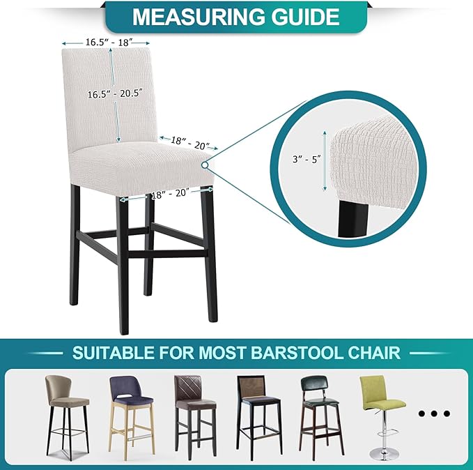 Turquoize 100% Waterproof Bar Stool Cover Stretch Washable Barstool Seat Covers