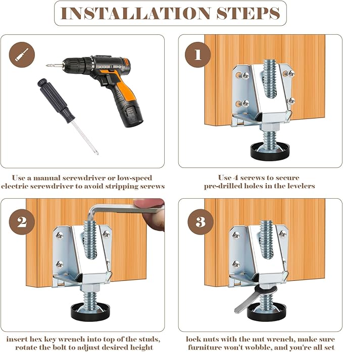 Heavy Duty Leveling Feet, 8 Pack Adjustable Furniture Levelers