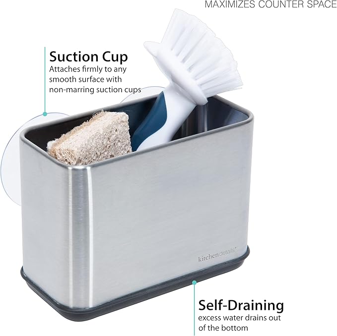 Kitchen Details Cup Sponge Holder/Basket, Space-Saving, in Stainless Steel