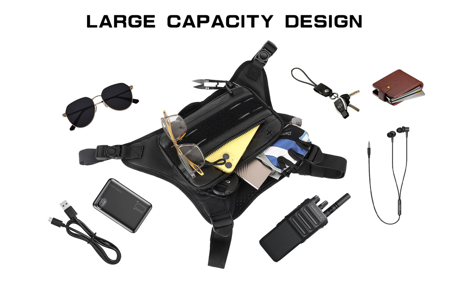Sports Chest Bag For Men Women, Running Vest Bag With Built,Phone Holder For Workouts&Ski&Cycling&Hiking,Motorcycle Accessories