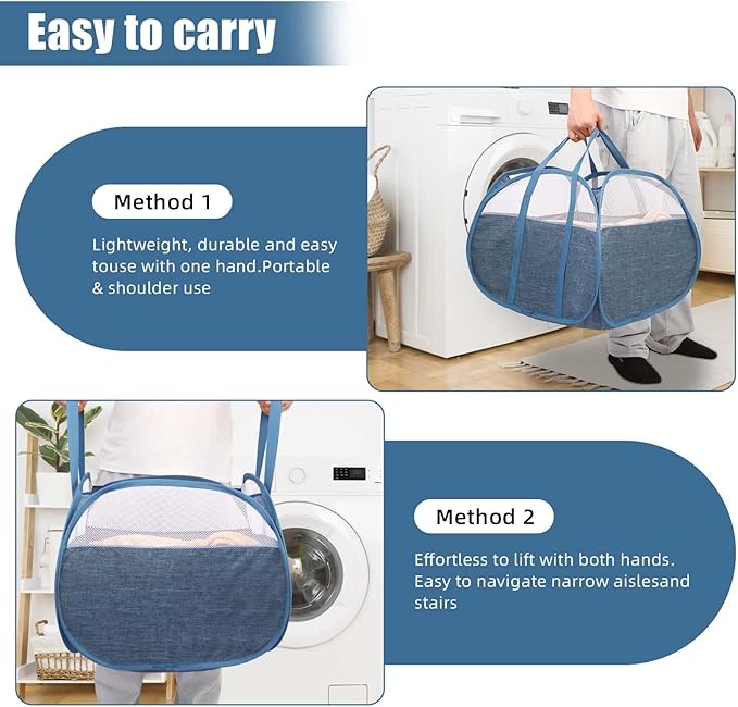 Collapsible Laundry Baskets, Tear Proof Pop Up Laundry Hamper
