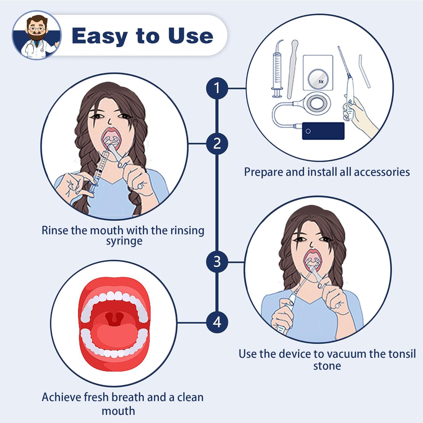 Electronic Vacuum Tonsil Stone Remover - Tonsil Stone Removal Kit - Free Instant Suction - Include Oral lamp, Oral Irrigator, 5X Magnifying Mirror, Instant Suction Tonsil Stone Removal Tool (Black)