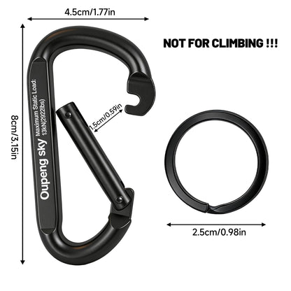 Carabiner Clip Heavy Duty - 3" Iron Carabiners 13KN (2922 lbs) Carabeaner D Shape Spring Hook Clips for Keychain Clip,Gym, Dog Leash，Hammocks，Camping, Hiking,Backpacking or Other Outdoor Activities.
