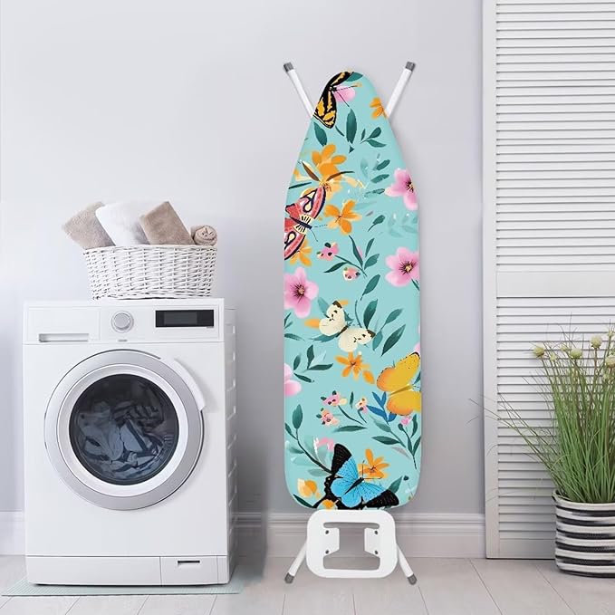 Floral Butterfly Ironing Board Cover and Pad 15x54 Inch, Iron Board Cover Large