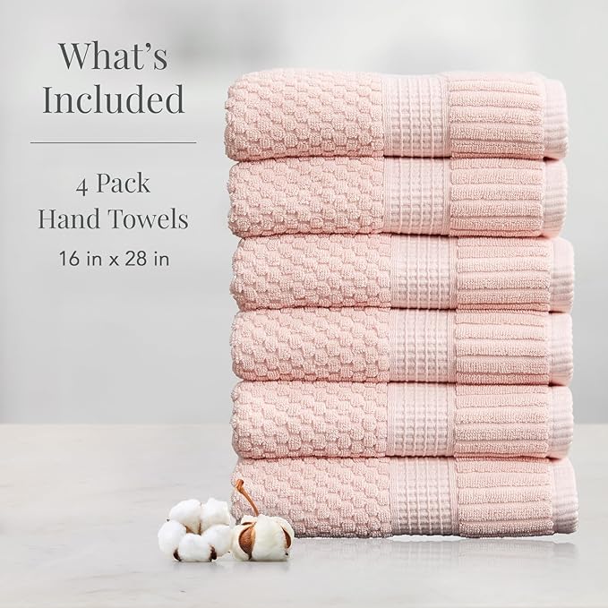 NY Loft 100% Cotton Hand Towel 6 Pack | Super Soft & Absorbent Quick-Dry Hand