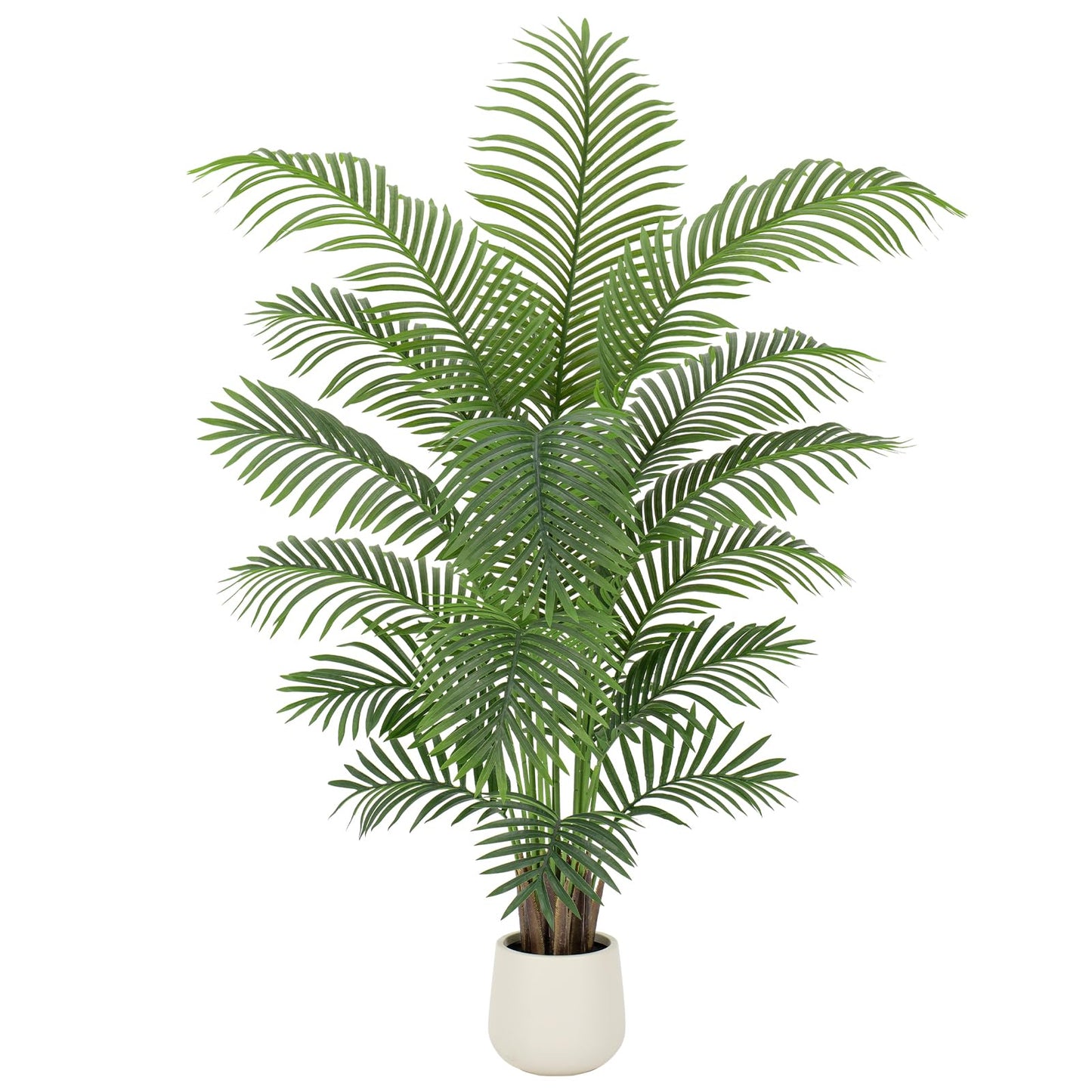 ZEEOZE 6ft Artificial Palm Tree Tall Faux Palm Tree Indoor Large Fake Plants with 18 Trunks Artificial Plants with White Pot Lifelike Leaves for Home Office Decor Living Rooms Bedrooms