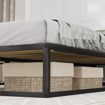 Novilla Queen Bed Frame, Metal Platform Bed Frame, Sturdy Metal Bed Frame, Wood Slats Support, No Box Spring Needed, Durable and Safe, Easy Assembly, Dark Black