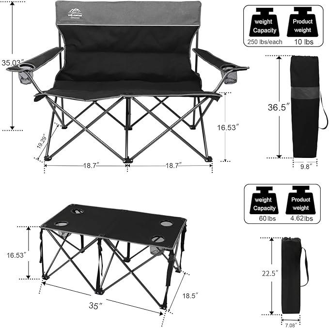 Oversized 4 Pcs Camping Chair Set