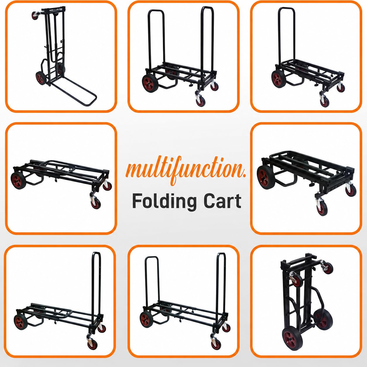 Pyle Compact Folding Adjustable Equipment Dolly - Heavy Duty Multi‑Function Convertible Cart Hand Truck/Platform Cart with Wheels - Expandable Up to 27.52'' to 44.25'' - 300LBS Load Capacity