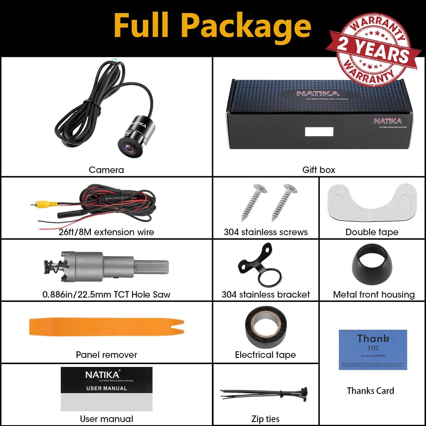 NATIKA Backup/Front/Side View Camera: No Distortion Effect Starlight Night Vision HD Metal Flush or Surface Mount 720P AHD and TVI Reverse Rear View Backup Camera for Cars Pickup Trucks SUVs RVs Vans