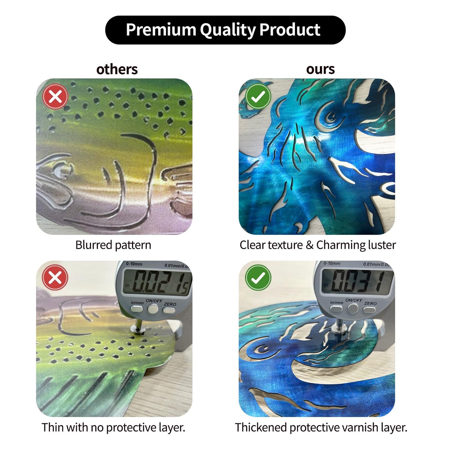 LiveInUrban Coastal Wall Art Angelfish Metal Wall Sculptures, Ocean Beach Themed Metal Hanging Home Decoration 3PCS 9.9"x7.8"