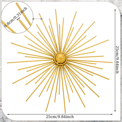 Barydat 6 Pcs Gold Sunburst Wall Decor Metal Bling Starbursts Wall Art Mid Century Modern Round Decoration Radial Boho Home Artwork for Living Room Hanging Accents Bedroom Entryway Dorm