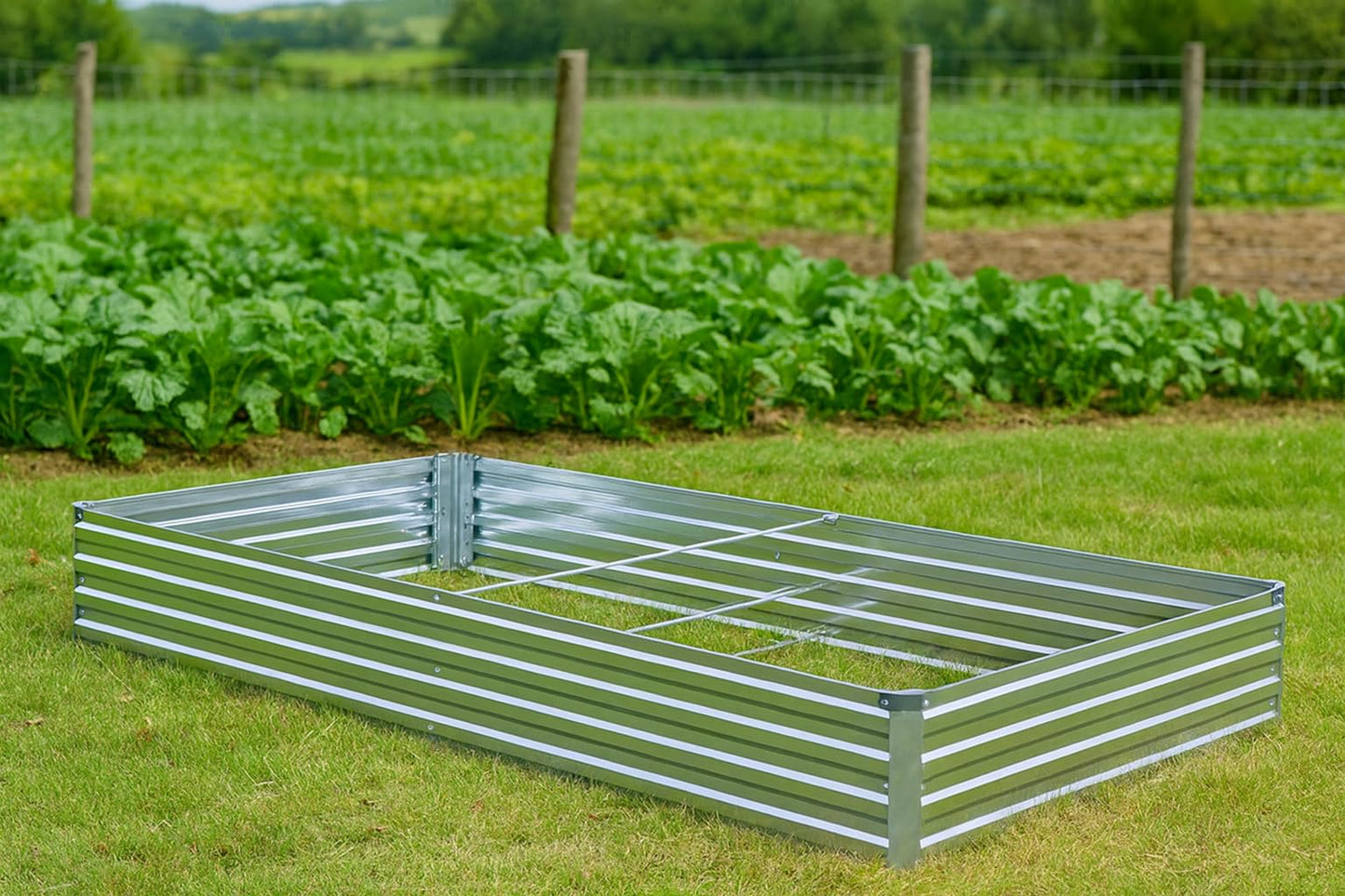 Meberam 2 Pack 6x3x1FT Galvanized Raised Garden Beds Kit Outdoor Metal Gardening Planter Box for Vegetable Elevated Flower Herbs,Silver