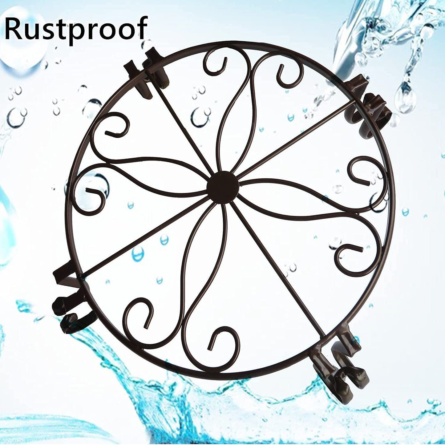 DearyHome 2 Pack 12" Plant Stands, Heavy Duty Rustproof Metal Plant Holders for Indoor and Outdoor Use, Wrought Iron Round Flower Stands for Patio, Balcony, and Garden (Bronze)