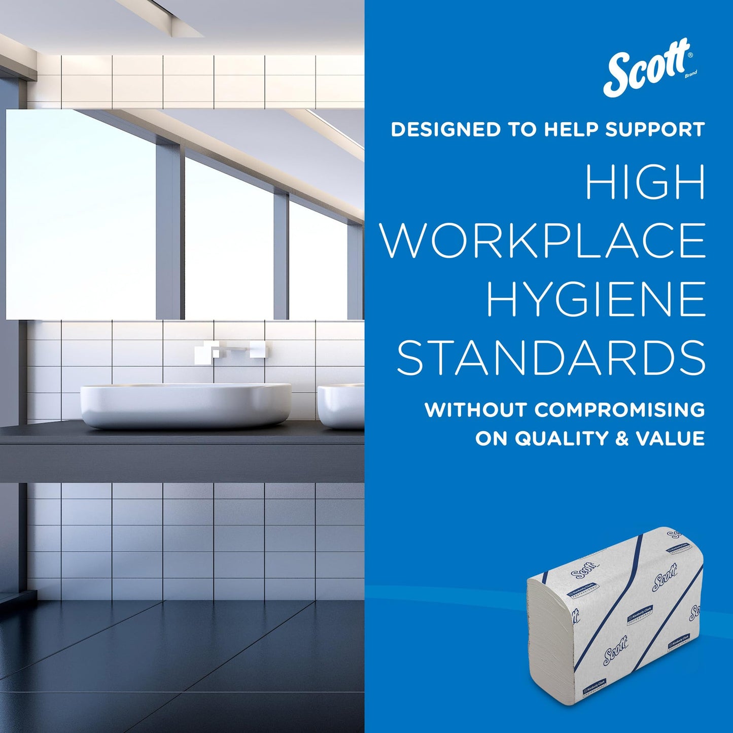 Scott Essential Hand Towels 6636 - Narrow-Fold Paper Hand Towels - 12 Clips x 220 White Paper Towels (2,640 Total)