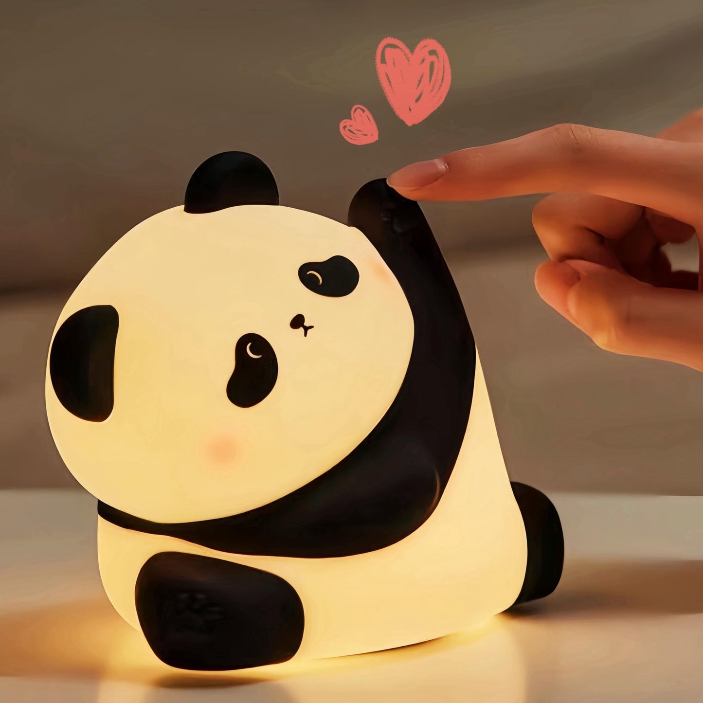 YR YRHH-PET Kungfu Pose Panda Night Light, LED Squishy Novelty Animal Cute Lamp, Food Grade Silicone Nightlight, 3 Level Dimmable, Light Up Panda Decor for Room College Dorm, Funny Gifts