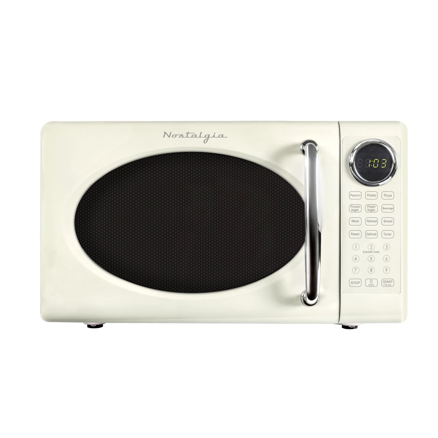 Nostalgia Retro Microwave Oven - 0.7 Cu Ft, 700-Watt Countertop Size with Glass Turntable, Child Safety Lock, 8 Auto-Cook Programs, Digital Clock - Aqua