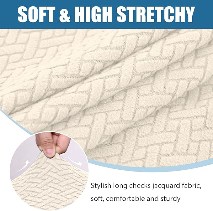 Smiry Waterproof Couch Cushion Covers, Stretch Jacquard Thick Sofa Cushion