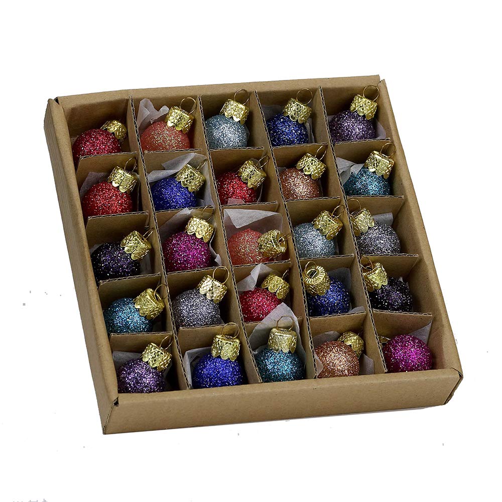 Kurt S. Adler 0.78-Inch Glitter Glass Ball Ornaments, 25 Piece Set (C1962)