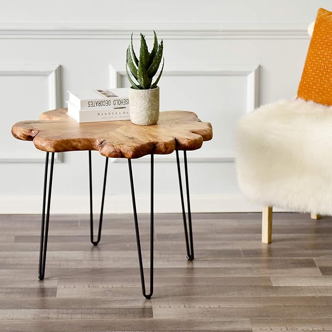 WELLAND Live Edge Cedar Coffee Table 32" W x 32" D x 20.5" H Rustic Round Table